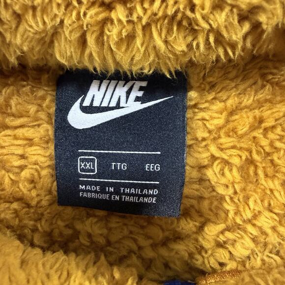 Nike Womens XXL Golden Harvest Sherpa Fleece Half Zip Jacket Blue Trim Pockets - Picture 2 of 8